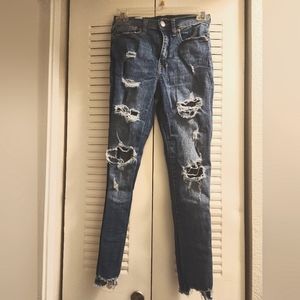 Aeropostale High Rise Ripped Skinny Jeans Size 2